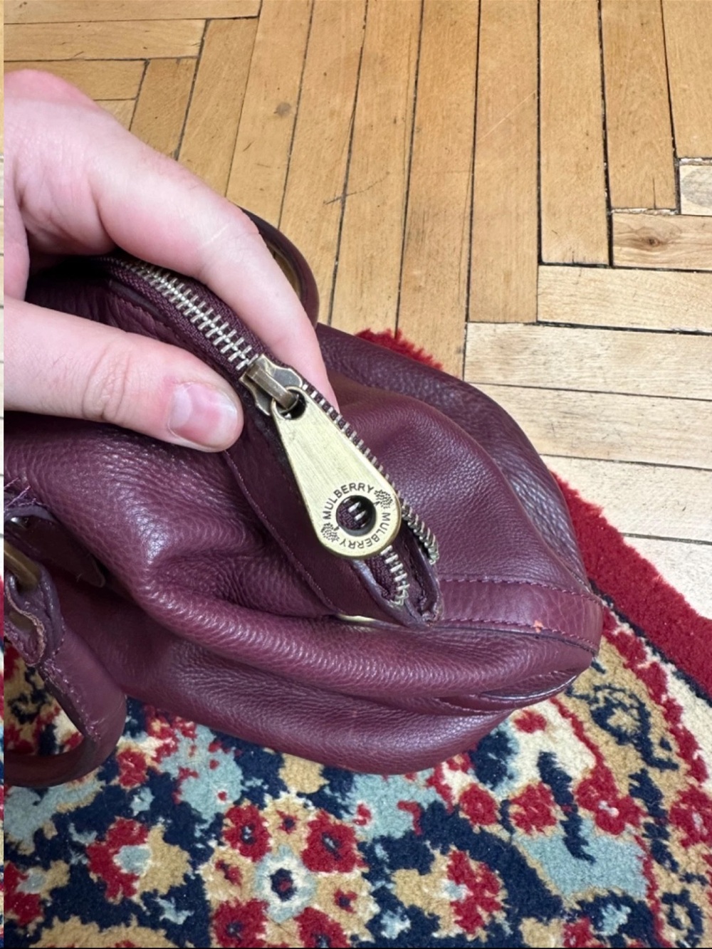 Mulberry Burgundy Leather Satchel with Tassel - Picture 7 of 13